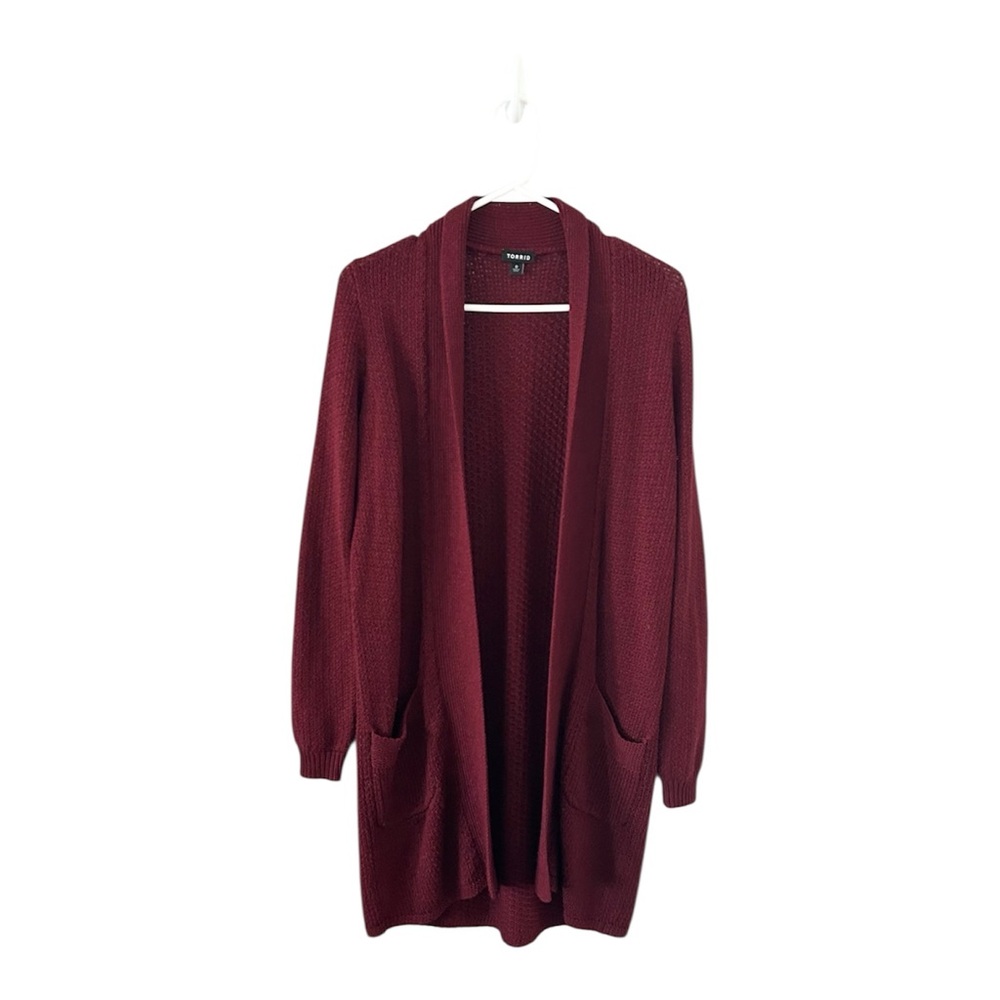 Torrid Burgundy Red Chunky Knit‎ Cardigan Size 0/Large